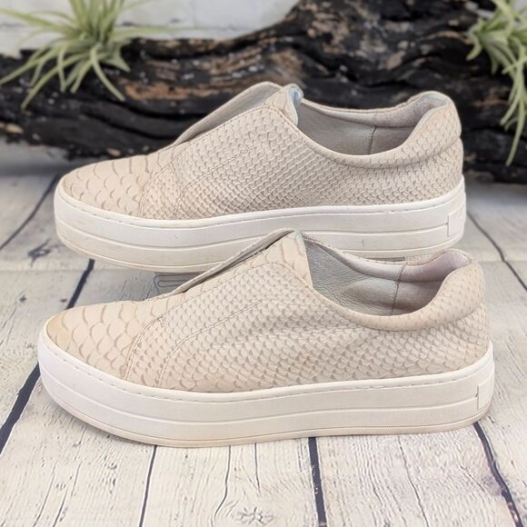 J/Slides Heidi Slip-On Leather Sneakers - Snake Embossed Cream - Picture 5 of 13